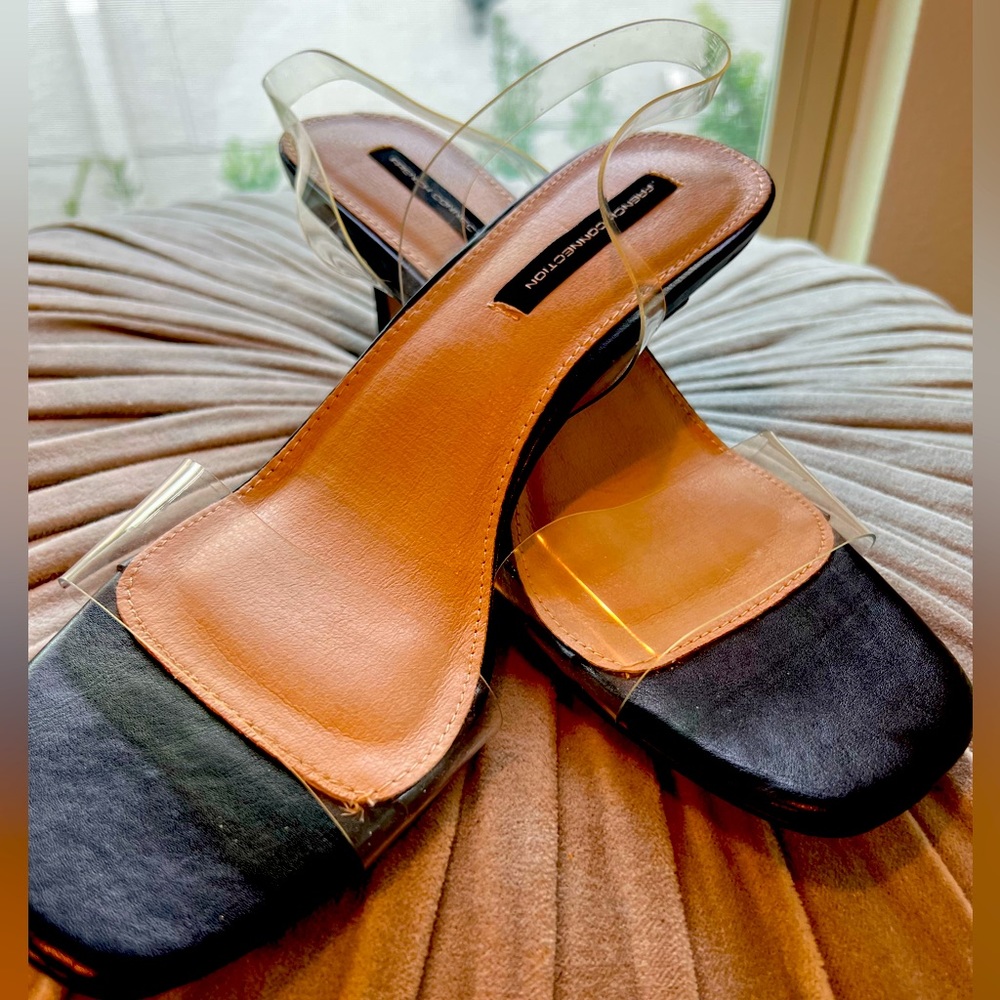 French Connection. Slingback lucite sandals.